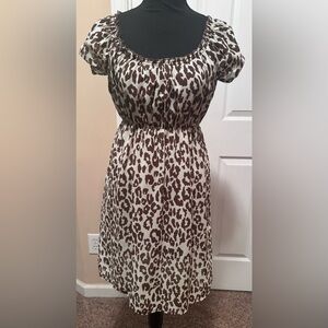 Belle Du Jour Brown and Cream Midi Dress